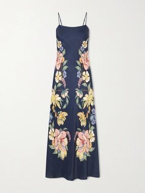 FARM Rio Dark Blue Maira Floral Lenzing™ Ecovero™ Viscose Maxi Dress Size XS NWT